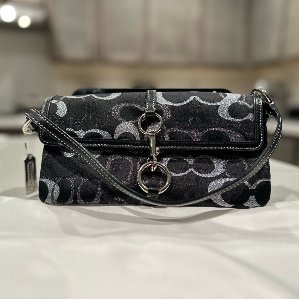 COACH BAG. Black, Grey and Silver Sparkle Evening Bag.